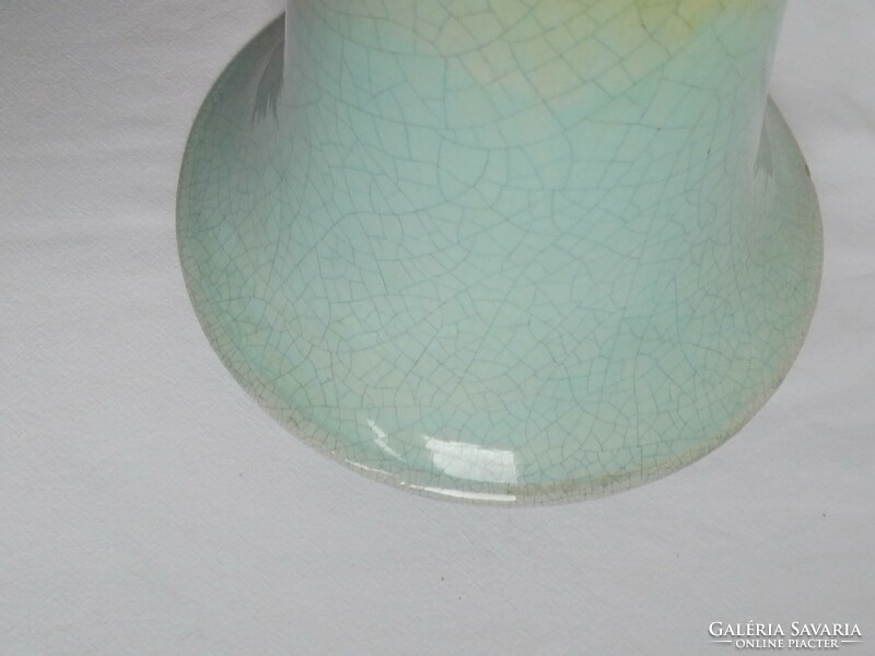 Rare! Antique art deco cracked celadon glazed galaskó gyula ceramic earthenware vase flower ornament 27 cm