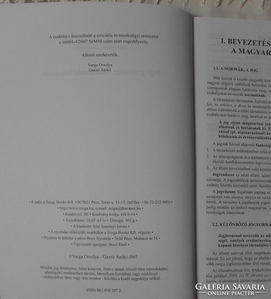 Varga Orsolya, Gazsó Anikó: Jogi, gazdasági, vállalkozási ismeretek (2007, tankönyv)