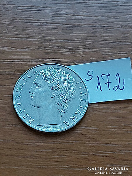 Italy 100 lira 1972 r, Minerva (Roman goddess) olive branch, stainless steel s172
