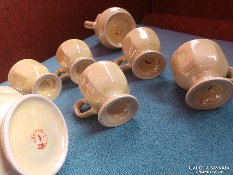 Porcelain chandelier glazed tea set, xx.Szd., Marked