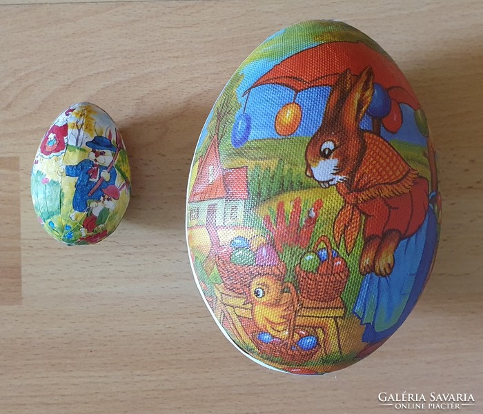 2 paper papier-mâché Easter eggs