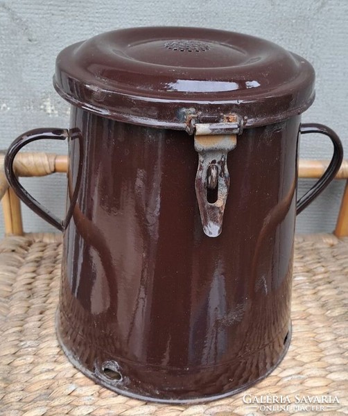 5 L Bonyhád enameled fat can, brown color