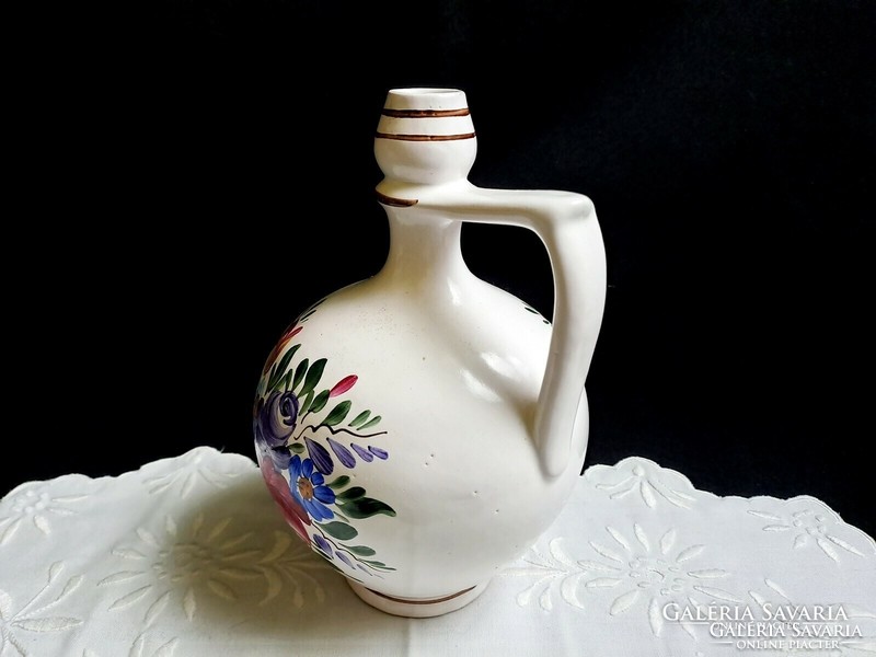 Very nice, marked, hand-painted ceramic (Bélapátfalvi?) Jug 22 cm