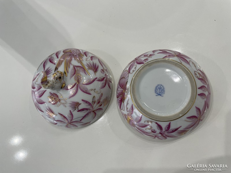 Herend pink zova patterned fish bonbonier porcelain box