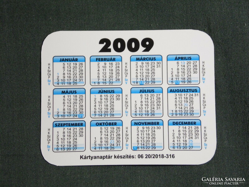 Card calendar, small size, medicinal jade stone massage shop, Pécs, 2009, (6)