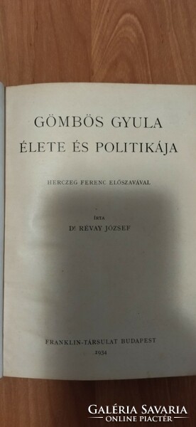 The life and politics of József Révay - Gyula gömbös