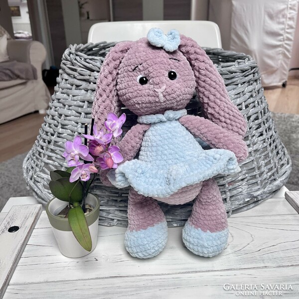 Crocheted plush bunny with long ears
