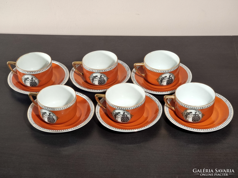 *Karlsbad Czechoslovak porcelain, 6 teacups with base, sticker, gilded handle, xx.Sd..First half