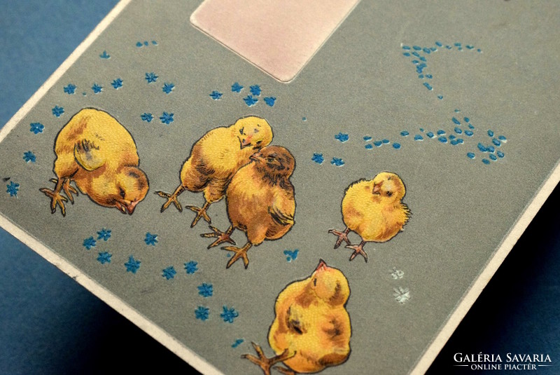 Antique embossed Easter greeting card chicks from 1908