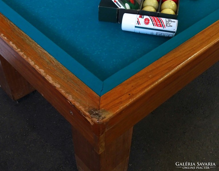1D871 antique carom pool table 112 x 206 cm with accessories