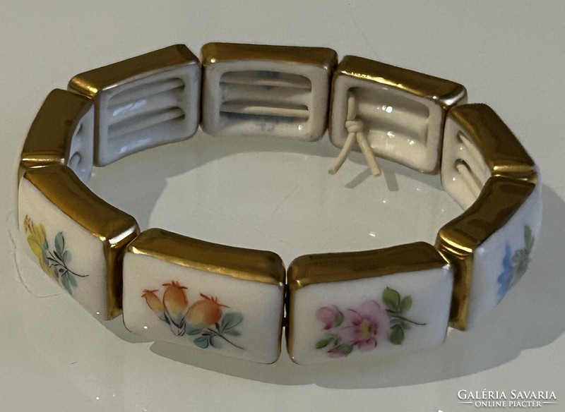Porcelain bracelet with flower pattern from Herend