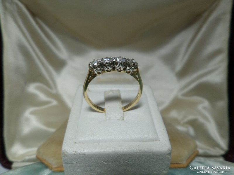 English gold ring with 4 diamonds 18k