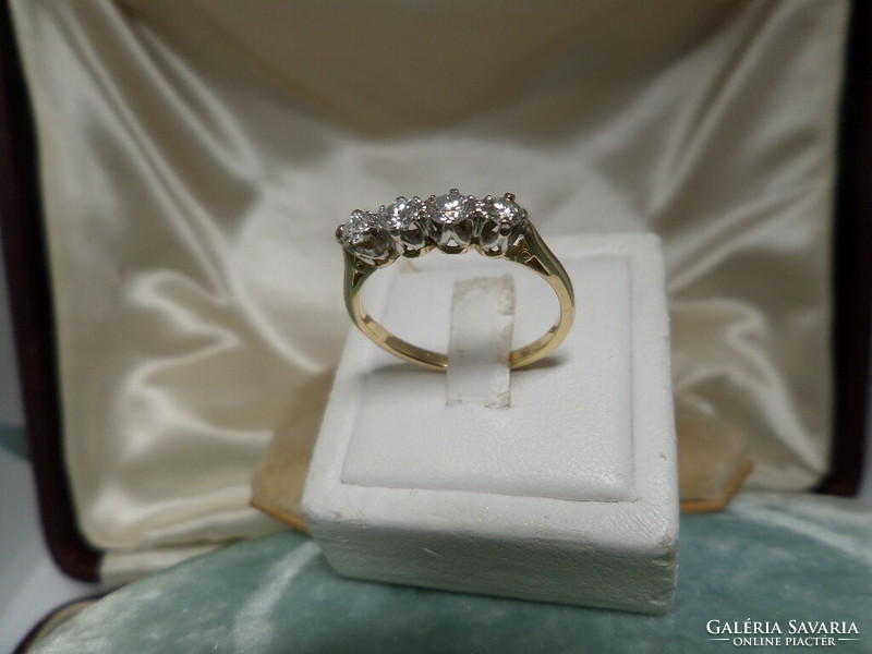 English gold ring with 4 diamonds 18k
