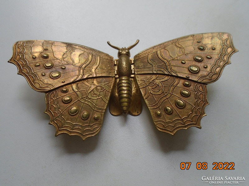 1871 W.AVERY&SON REDDITCH Butterflay Needle Case EXTRÉM RITKA ! Viktoriánus pillangó  réz tűtartó