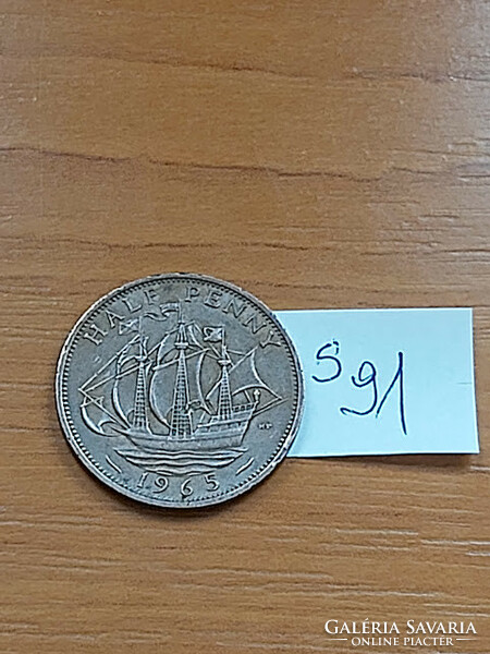 English England 1/2 penny 1965 ii. Queen Elizabeth, bronze s91