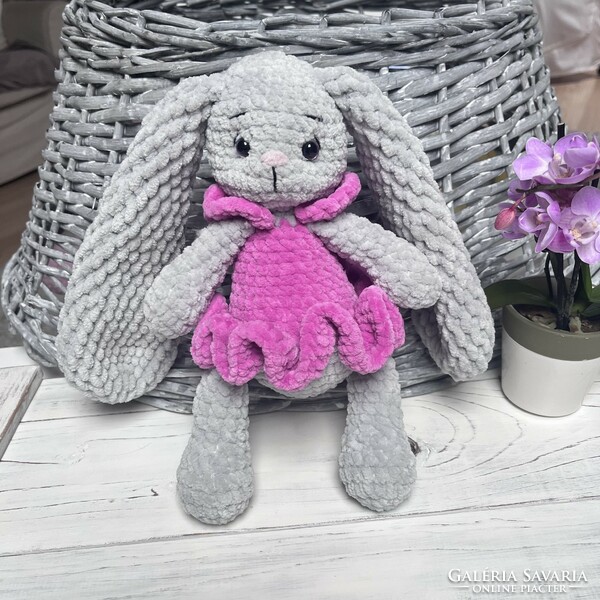Crocheted plush bunny with long ears