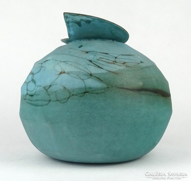 Decorative turquoise vase marked 1Q658, 17 cm