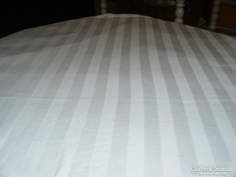 Beautiful antique white striped damask tablecloth