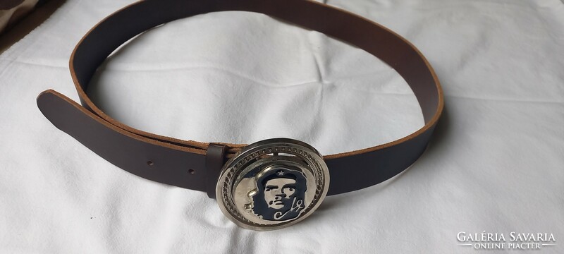Men's leather belt with Che Guevara buckle