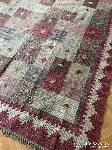 Original vintage old afghan wool cube pattern chobi kilim kilim woven carpet textile