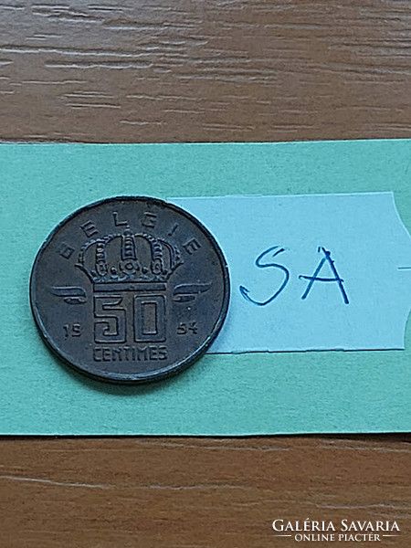 Belgium belgie 50 centimes 1954 bronze, miner's sa