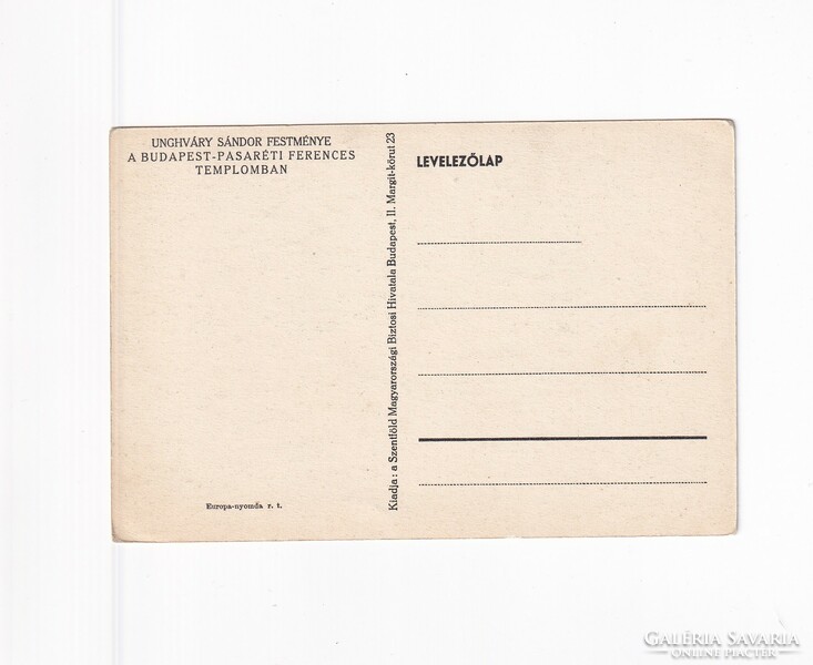 H:78 Vallásos Üdvözlő  képeslap postatiszta "Szentföld Magyarországi Biztosi Hivatala Budapest"