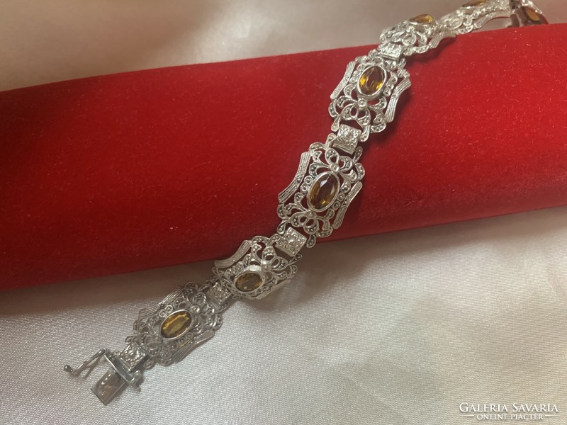 Míves silver bracelet with citrine stones