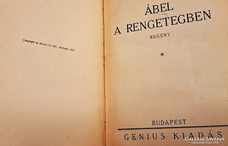 Rare! The first Hungarian (home country) edition (1933) in abundance at the price of Tamás ábel!