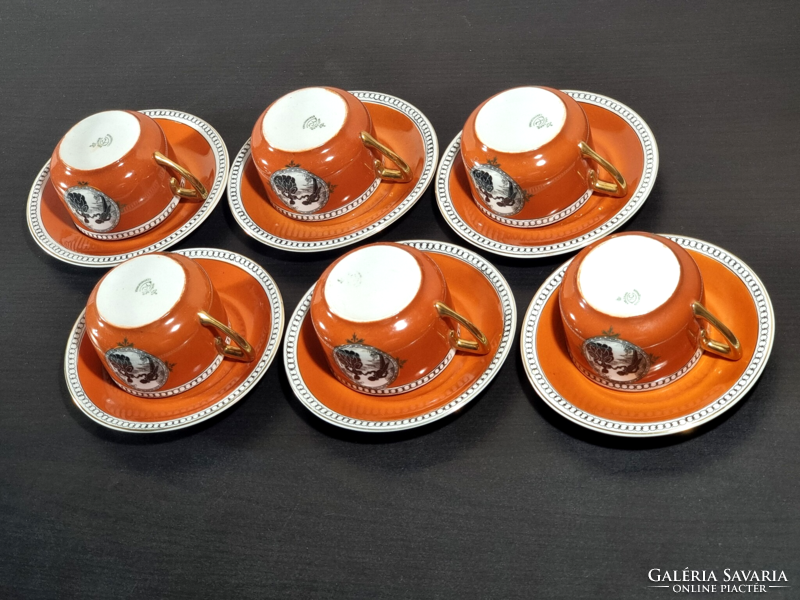 *Karlsbad Czechoslovak porcelain, 6 teacups with base, sticker, gilded handle, xx.Sd..First half