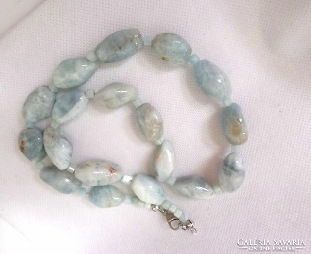 Aquamarine 22 mm mineral beads necklace