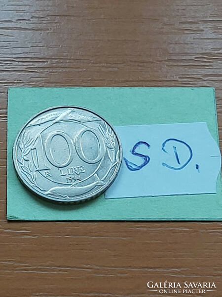 OLASZORSZÁG 100 LÍRA 1994 R, Réz-nikkel, DELFIN  SD