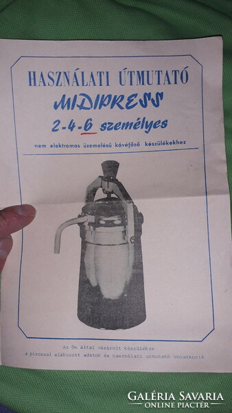 1986. MAGYAR - AUTOFÉM gyártmányú MIBIPRESS 6 személyes gázos főzőlapos kávéfőző a képek szerint