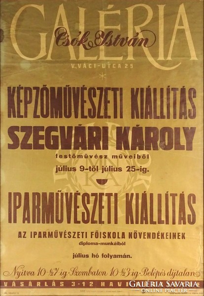 1Q655 istván csók gallery Károly Szegvár fine art exhibition poster 72.5 X 51 cm
