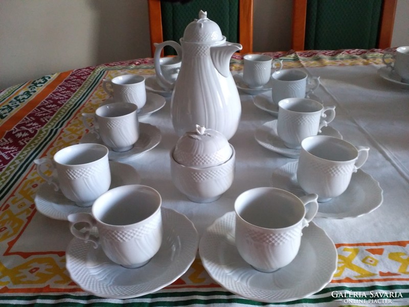 Hollóházi Pannónia fehér étkészlet kávés és teás készlettel 76 db!