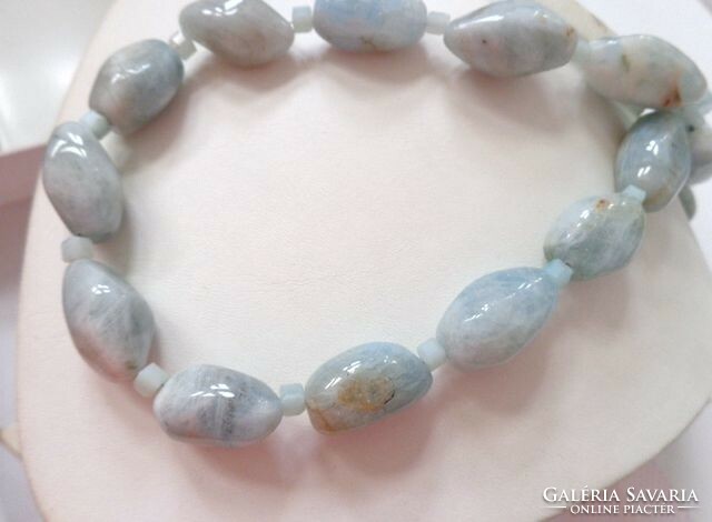 Aquamarine 22 mm mineral beads necklace