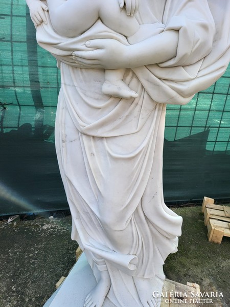 Nagy méretű fehér márvány szobor , Mária a kis Jézussal, Szent szobor , Egyházi szobor