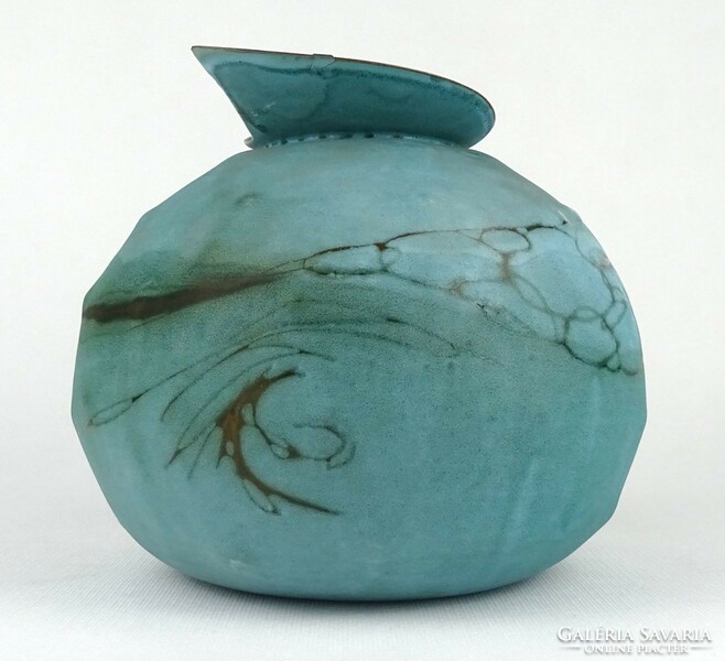 Decorative turquoise vase marked 1Q658, 17 cm