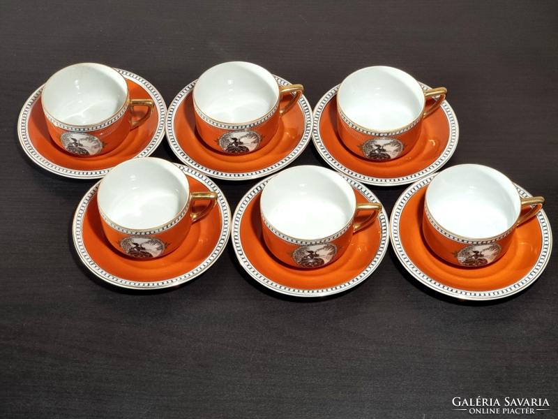 *Karlsbad Czechoslovak porcelain, 6 teacups with base, sticker, gilded handle, xx.Sd..First half