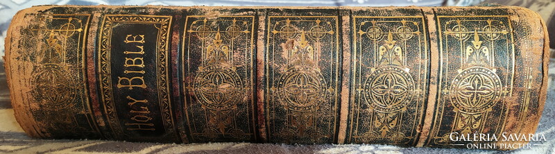 Antik VIKTORIÁNUS korabeli Szent BIBLIA John Brown 1873.