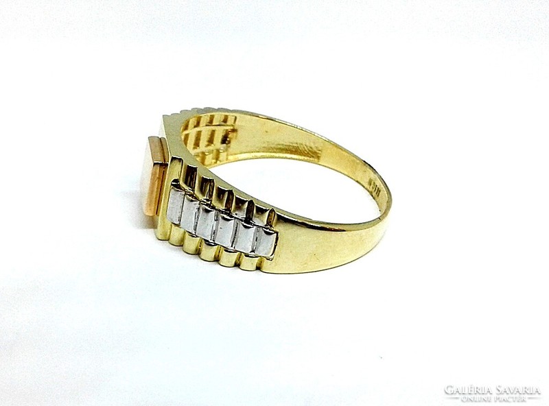 Tricolor gold signet ring (zal-au123403)