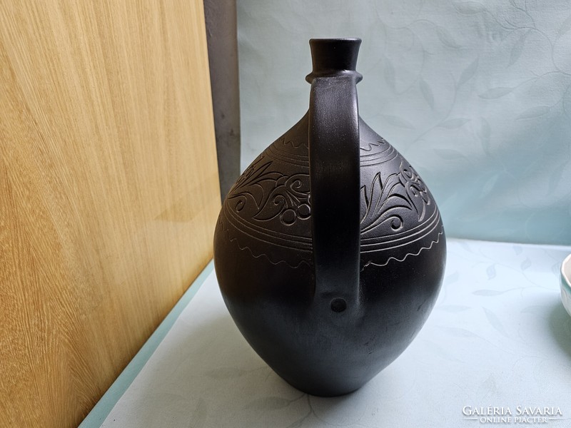 T1420 Romanian harvest jar black ceramic 38 cm