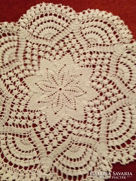 Old, hand-crocheted lace tablecloth