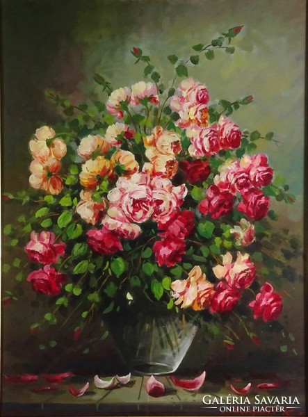 1Q657 Károly Szegvár: rosy flower still life