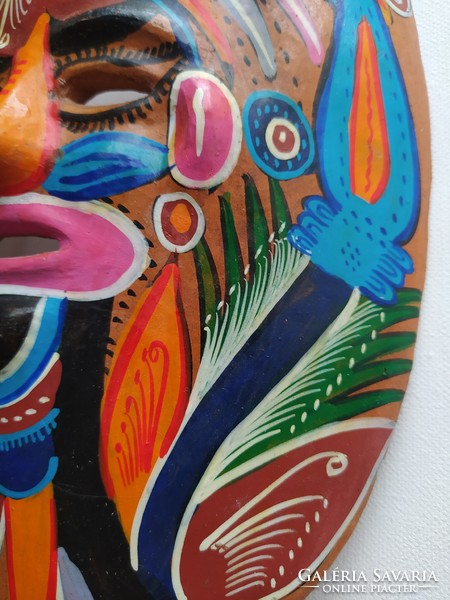 Richly decorated Mexican pottery mask