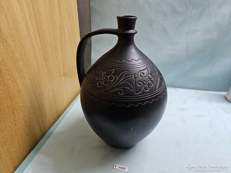 T1420 Romanian harvest jar black ceramic 38 cm