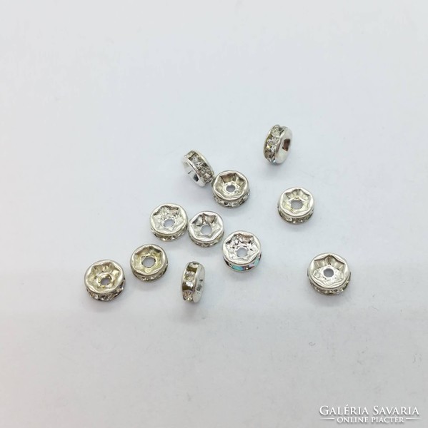 10 rhinestone rainbow rondelle 6 mm