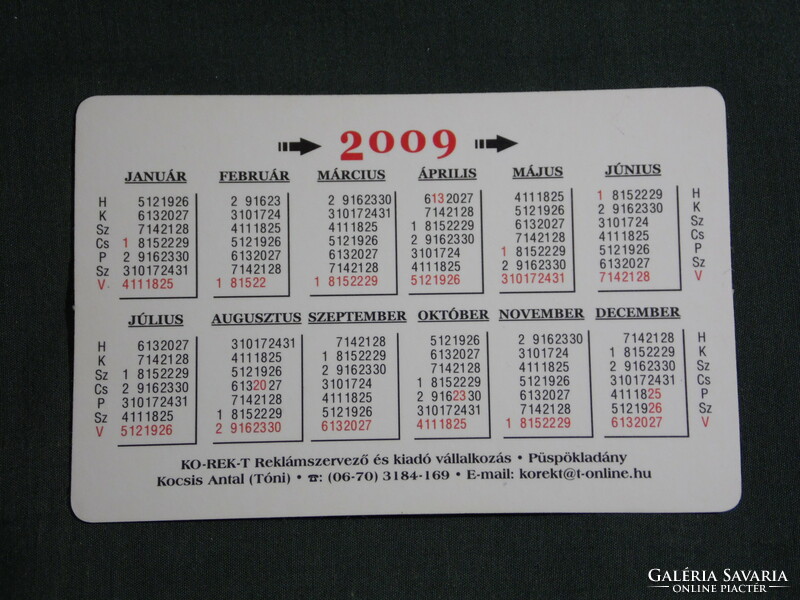 Kártyanaptár, Kedvenc baromfibolt, Berettyóújfalu piac  , 2009, (6)