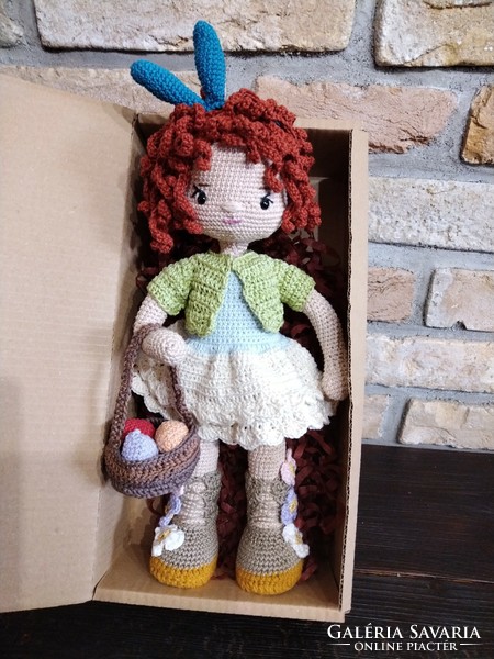 Handmade crocheted baby girl with male eggs