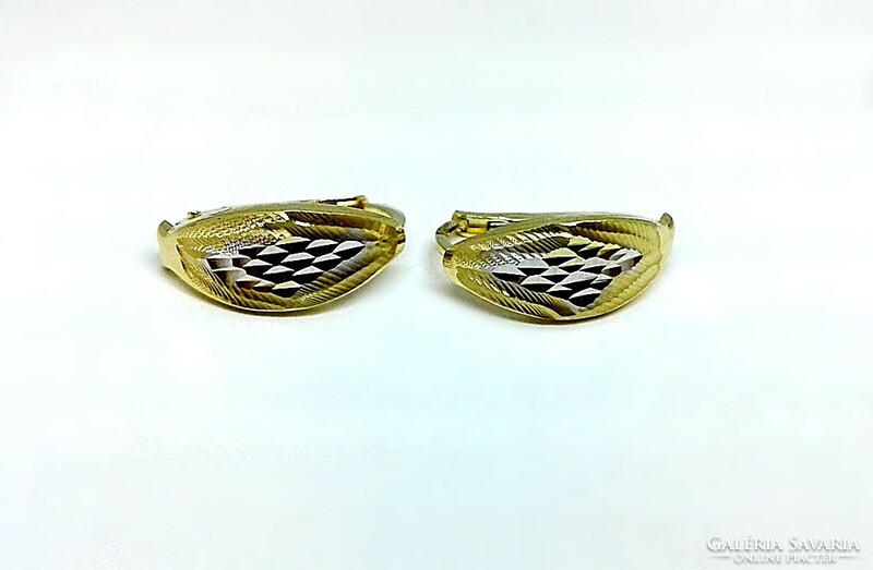 Yellow-white gold engraved earrings (zal-au124474)