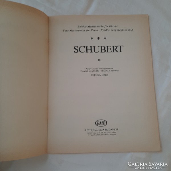 Leichte Meisterwerke für Klavier Schubert  (Kezdők zongoramuzsikája) zongora kotta 1986